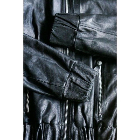J.Lindeberg Men's Black Leather Classic Jacket w Chunky Zippers L - Picture 9 of 9